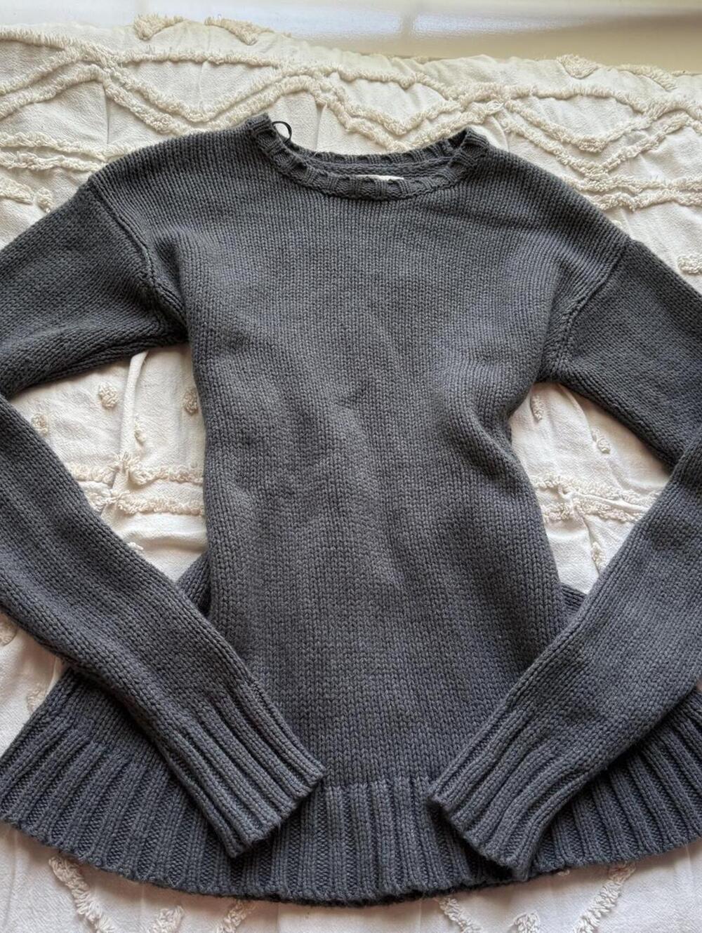 Aeropostale Gray Chunky Knit Crewneck Sweater Size XS Cotton